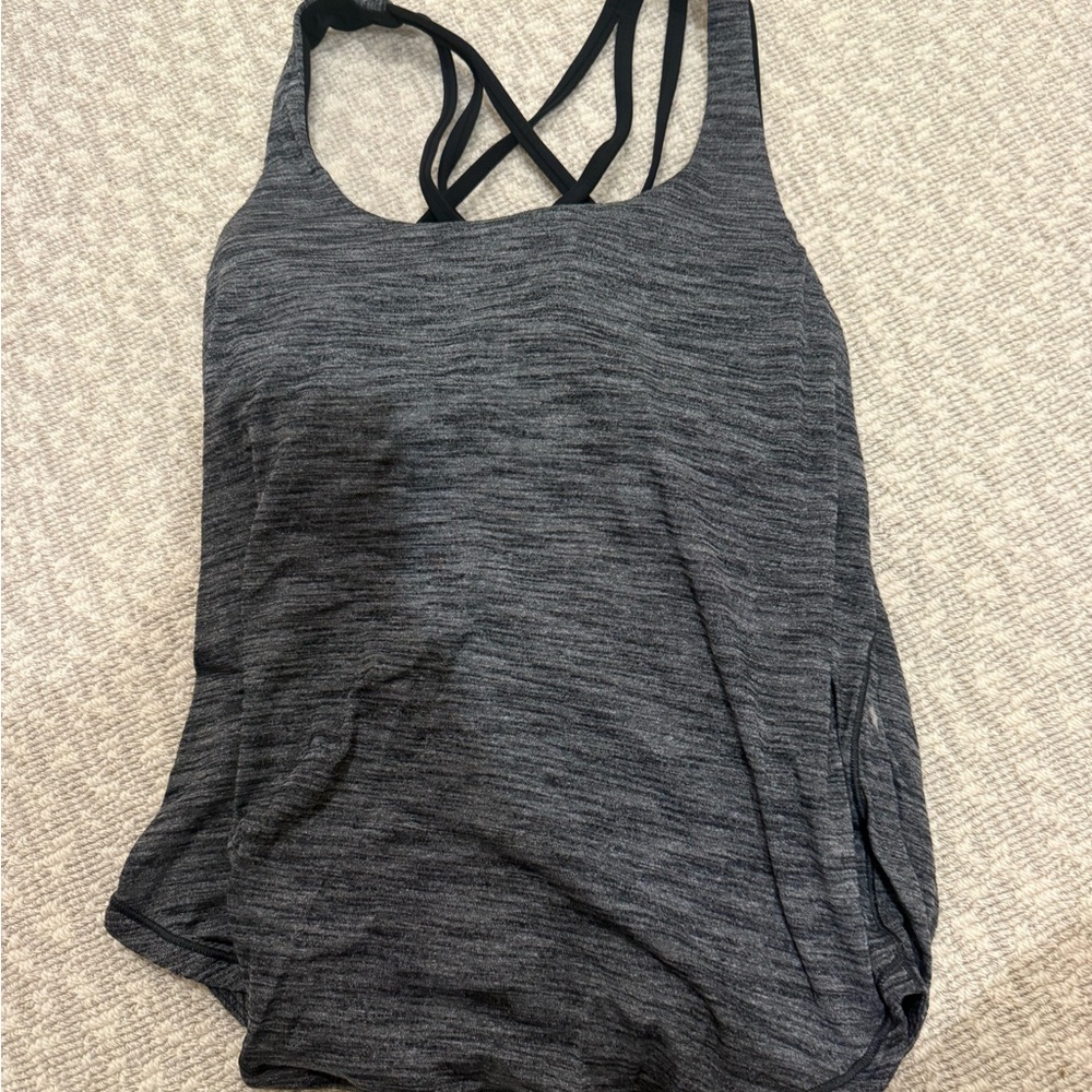Lululemon Women's Gray Strappy workout tank top with built in bra